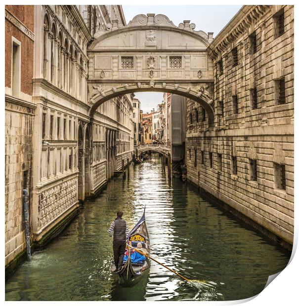 Godala approaches the Bridge of Sighs, Venice Print by Ray Hill