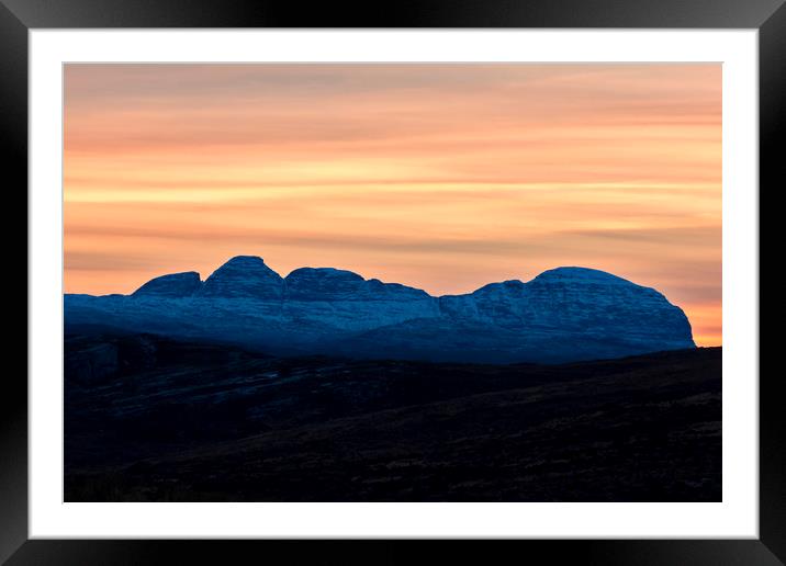 Suilven a Winter Sunset Framed Mounted Print by Derek Beattie