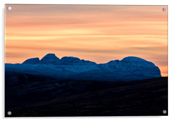 Suilven a Winter Sunset Acrylic by Derek Beattie
