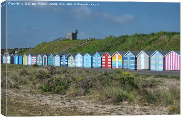 Pakefield Beach Huts Canvas Print by Diana Mower