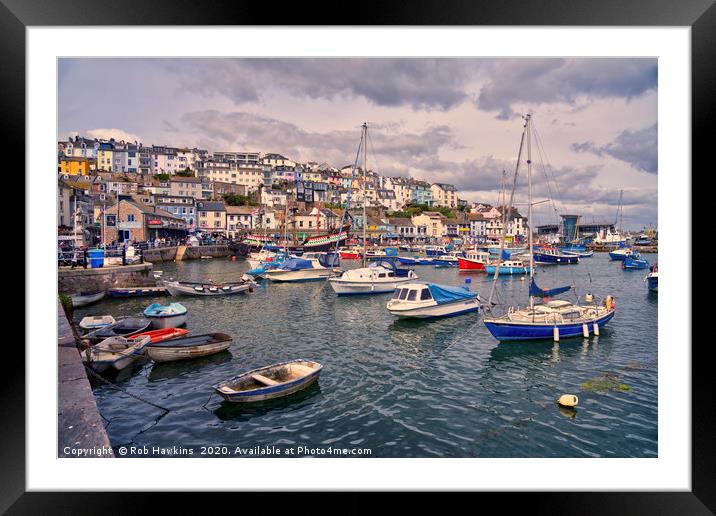 Brixham Harbour Boats  Framed Mounted Print by Rob Hawkins