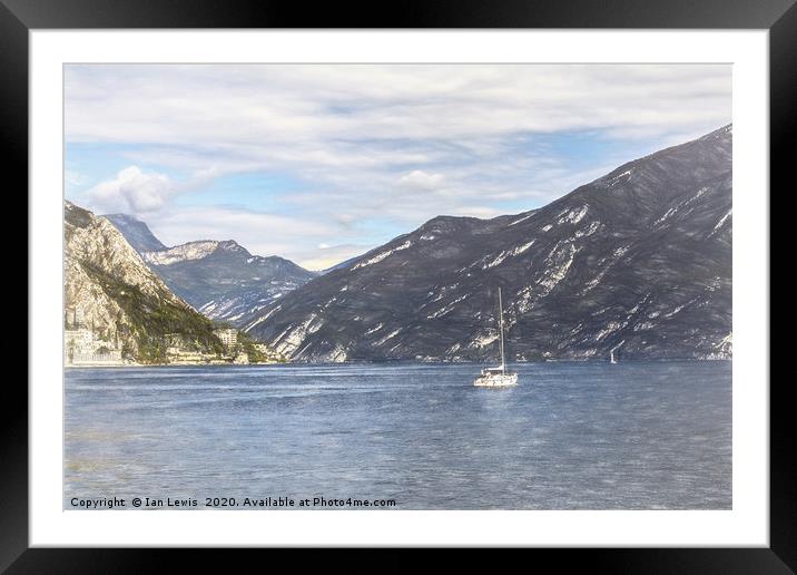 A Yacht On Lake Garda Framed Mounted Print by Ian Lewis