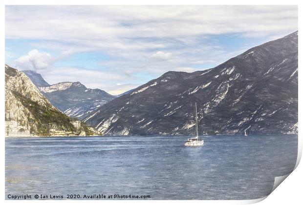 A Yacht On Lake Garda Print by Ian Lewis