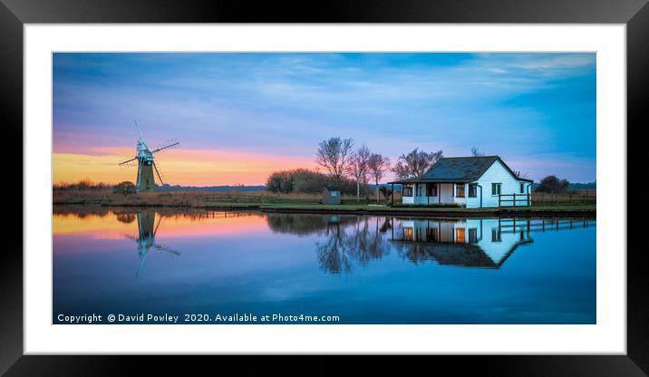 Reflections on the river at Thurne Norfolk Framed Mounted Print by David Powley