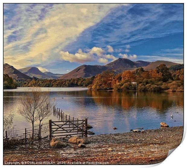 "Blue reflections Derwentwater" Print by ROS RIDLEY