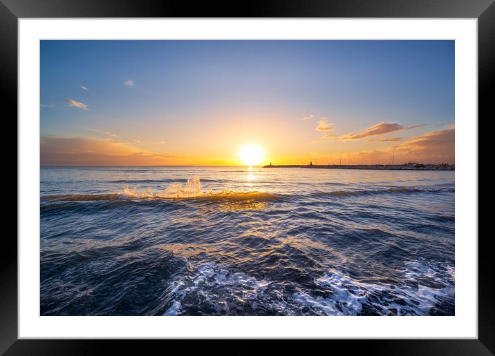 Sunrise over sea Framed Mounted Print by Jordan Jelev