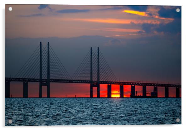 Bridge sunset Acrylic by Jordan Jelev