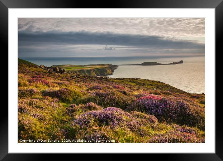 Worms Head and Rhossili Bay from Rhossili Down, Go Framed Mounted Print by Dan Santillo
