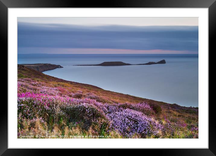 Worms Head and Rhossili Bay from Rhossili Down, Go Framed Mounted Print by Dan Santillo
