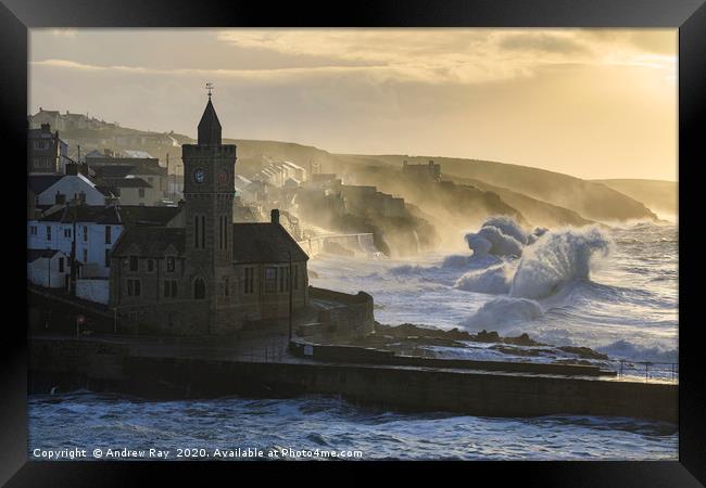 Early morning at Porthleven Framed Print by Andrew Ray