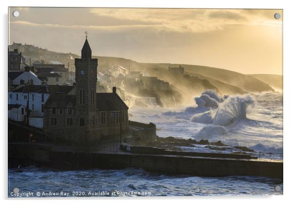 Early morning at Porthleven Acrylic by Andrew Ray