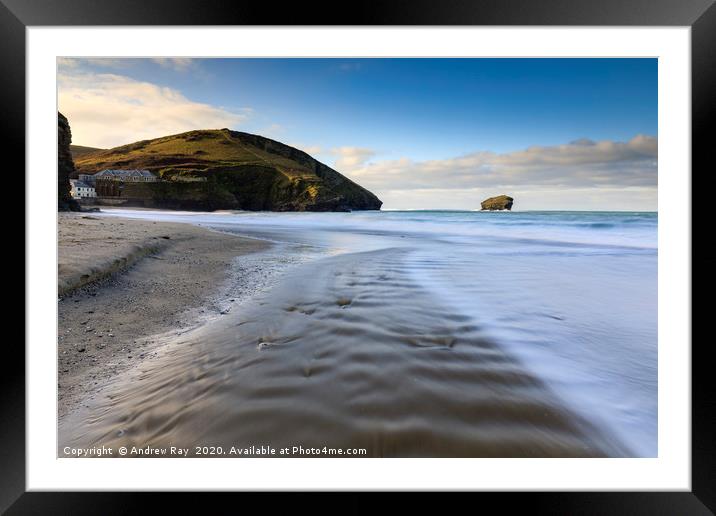 River mouth at Portreath Framed Mounted Print by Andrew Ray