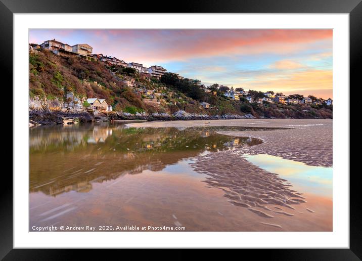 Sunrise over The Gannel Framed Mounted Print by Andrew Ray