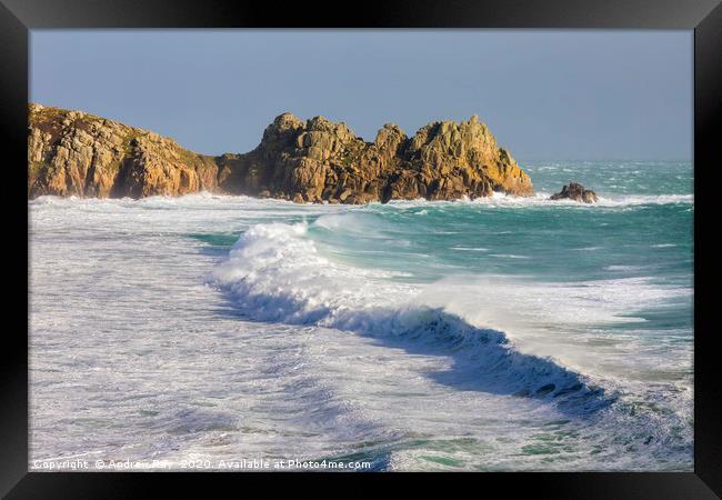 Wave and Logan Rock Framed Print by Andrew Ray