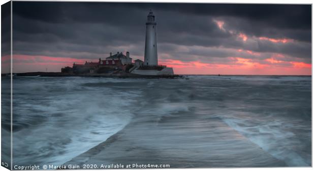 St Marys Lighthouse Canvas Print by Marcia Reay