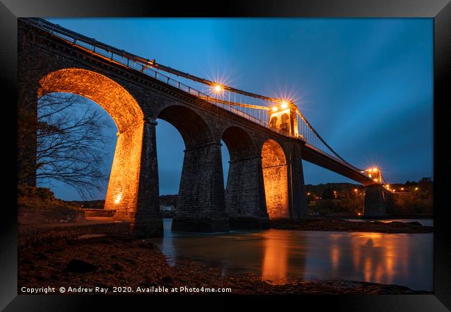 Shore view (Menai Bridge) Framed Print by Andrew Ray