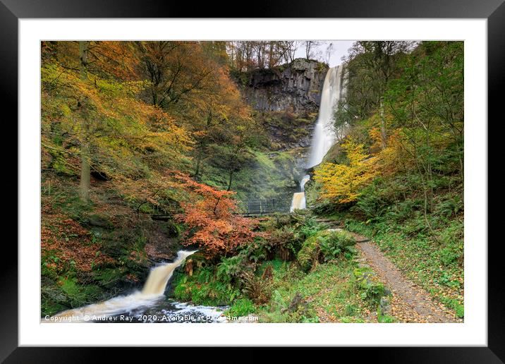 Autumn colour at Pistyll Rhaeadr. Framed Mounted Print by Andrew Ray