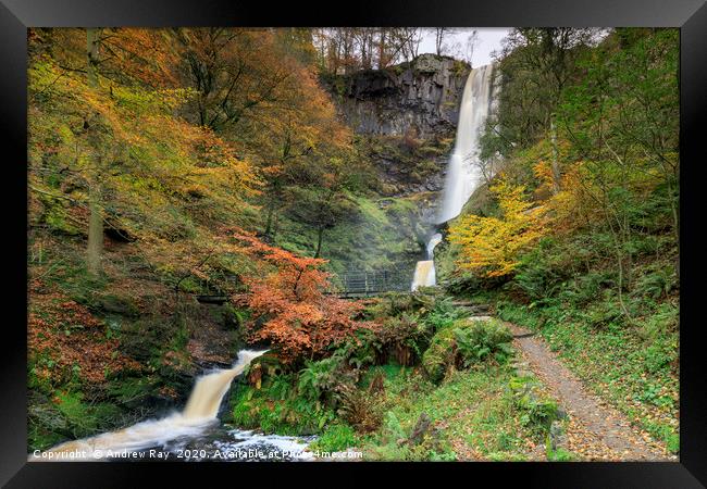 Autumn colour at Pistyll Rhaeadr. Framed Print by Andrew Ray