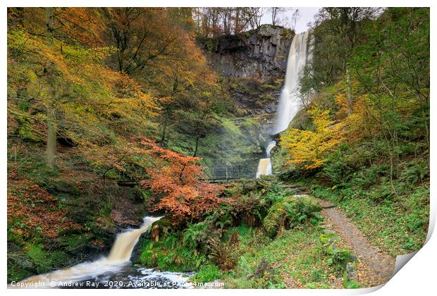 Autumn colour at Pistyll Rhaeadr. Print by Andrew Ray
