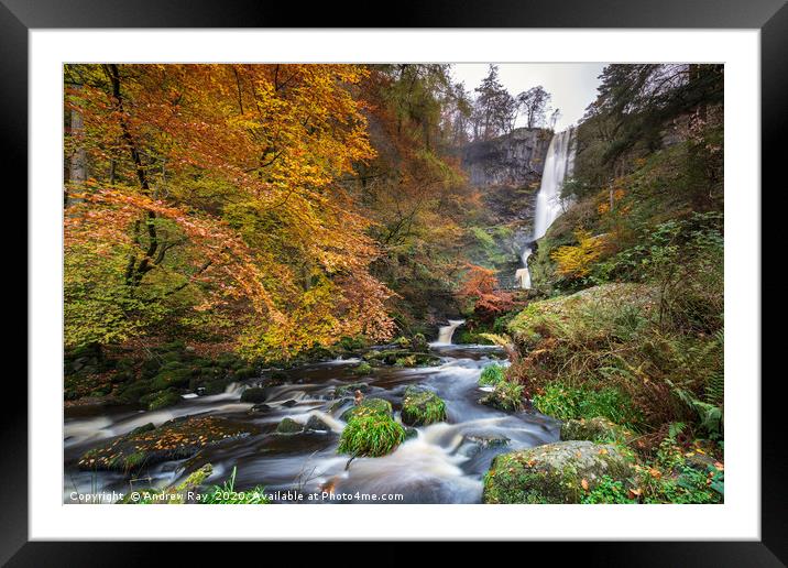 Autumn at Pistyll Rhaeadr Framed Mounted Print by Andrew Ray