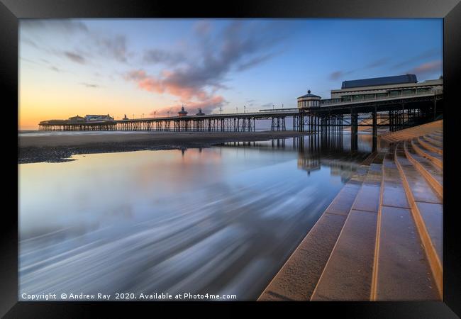 Sunset over Blackpool's North Pier Framed Print by Andrew Ray