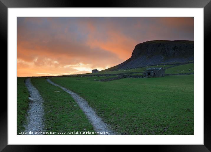 Sunset over Norber Scar Framed Mounted Print by Andrew Ray
