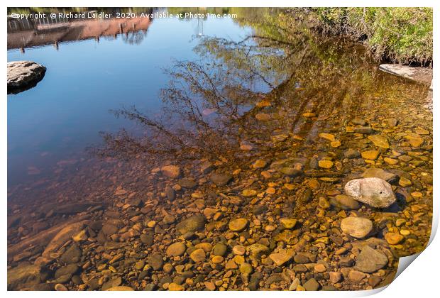 Pebbles and Reflections, Whorlton, Teesdale Print by Richard Laidler