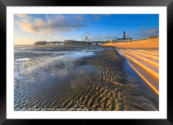 Sand patterns on Blackpool Beach Framed Mounted Print by Andrew Ray