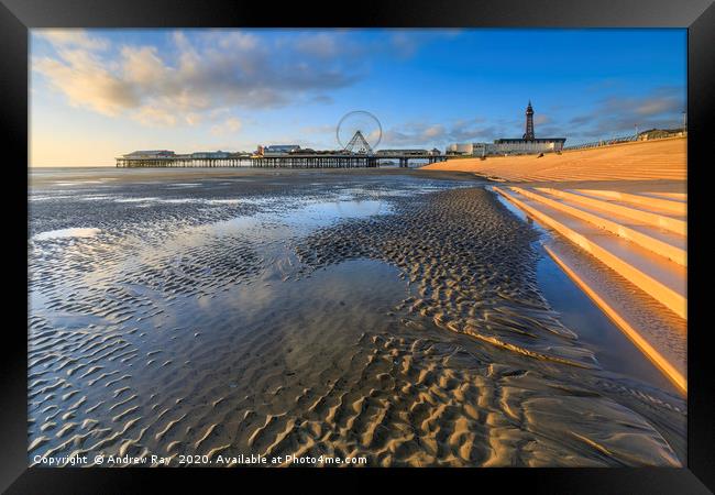 Sand patterns on Blackpool Beach Framed Print by Andrew Ray