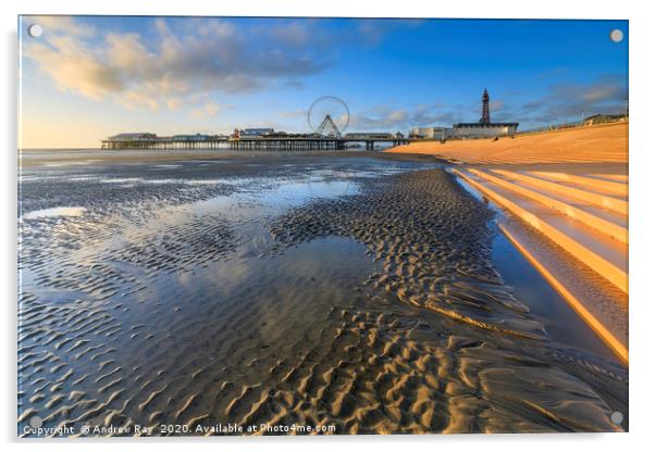 Sand patterns on Blackpool Beach Acrylic by Andrew Ray