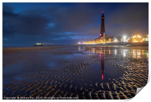 Sand ripples on Blackpool Beach Print by Andrew Ray