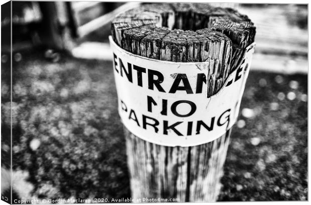 No Parking Canvas Print by Gordon Maclaren