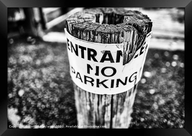 No Parking Framed Print by Gordon Maclaren