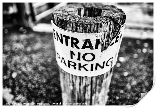 No Parking Print by Gordon Maclaren