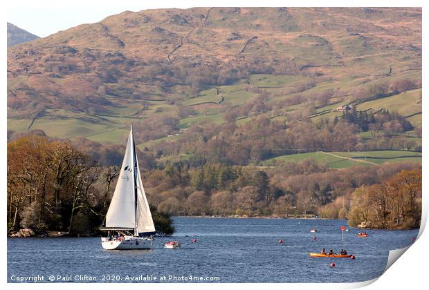 Sailing on Windermere Print by Paul Clifton