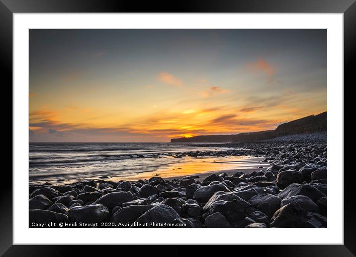 Llantwit Major Beach at Sunset Framed Mounted Print by Heidi Stewart
