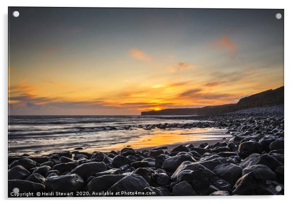 Llantwit Major Beach at Sunset Acrylic by Heidi Stewart