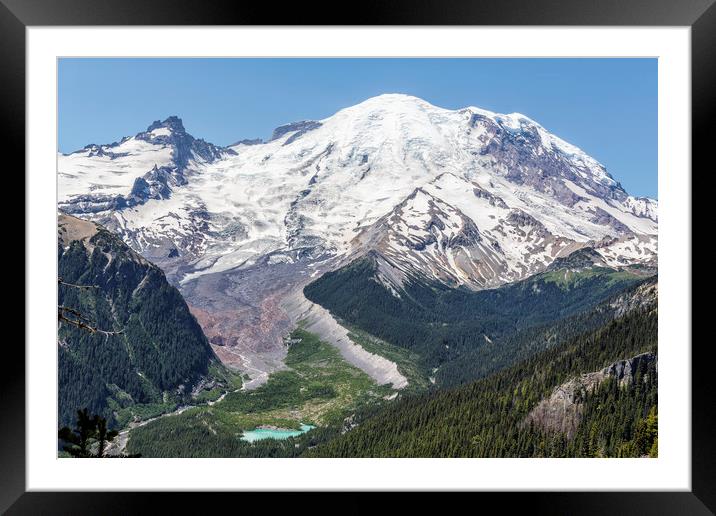 Mount Rainier on the Sunrise Side Framed Mounted Print by Belinda Greb