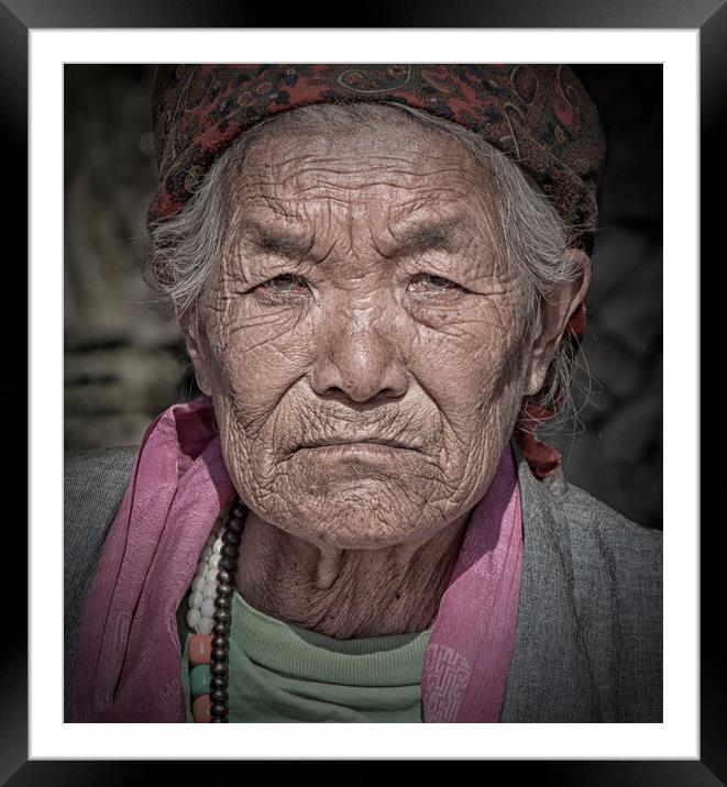Old Nepalese Lady Framed Mounted Print by Caroline Claye