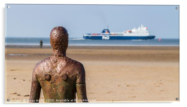 Iron Man watches a ferry pass by Acrylic by Jason Wells