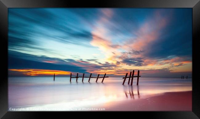 Dawn on Happisburgh Beach Norfolk Framed Print by David Powley