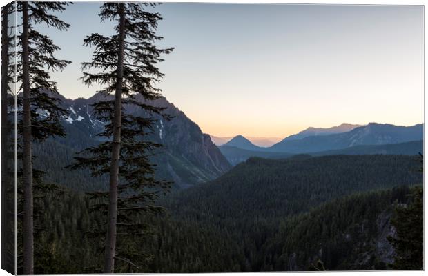 Sunset at Inspiration Point in Mount Rainier Canvas Print by Belinda Greb