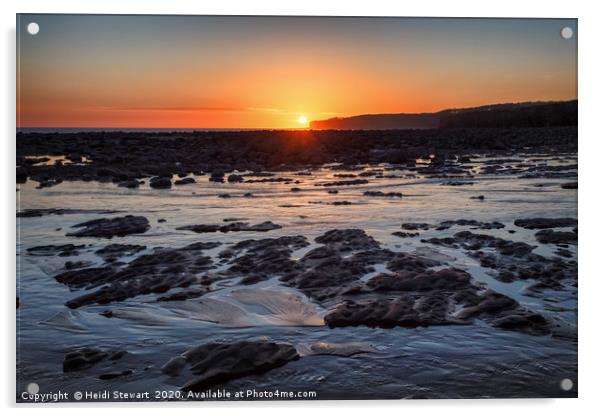 Llantwit Beach Sunset Acrylic by Heidi Stewart