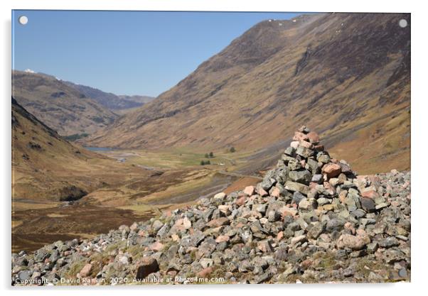 stone cairn in Glencoe, the Highlands of Scotland  Acrylic by Photogold Prints