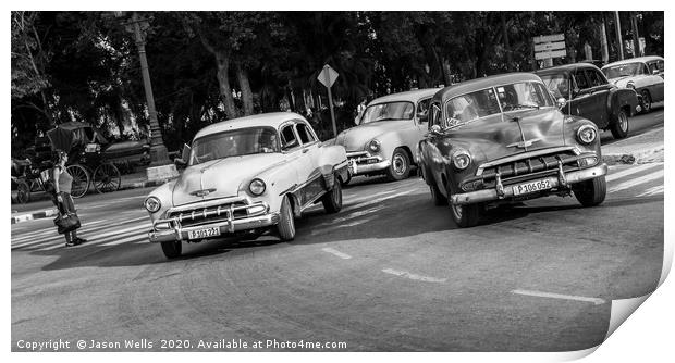 Old timers panorama in monochrome Print by Jason Wells