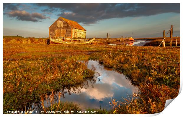 Early light at Thornham Harbour Norfolk Print by David Powley