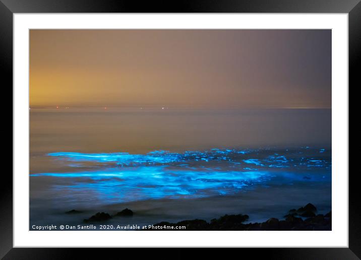 Bioluminescent plankton, Port Eynon Bay, Gower Framed Mounted Print by Dan Santillo