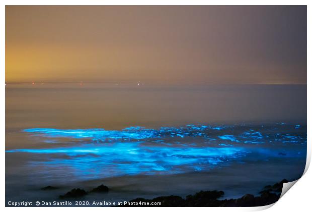 Bioluminescent plankton, Port Eynon Bay, Gower Print by Dan Santillo