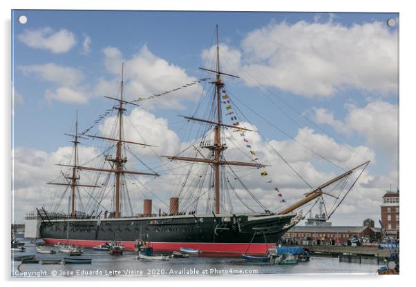 HMS Warrior Acrylic by Eduardo Vieira