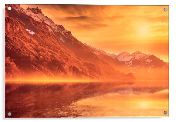 Swiss Alps Acrylic by Svetlana Sewell